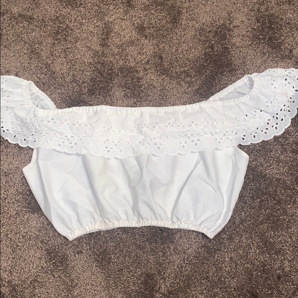 Upcycled eyelet blouse